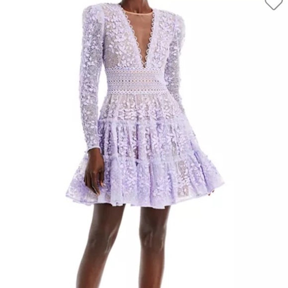 Dresses & Skirts - Elegant Lavender Lace Long Sleeve Dress